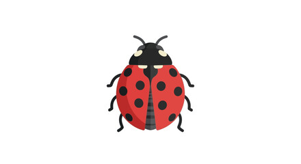 Illustration of a red and black ladybug with spots on a white background isolated