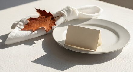 cozy thanksgiving place setting with linen napkin