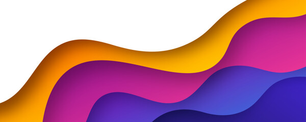 3D colorful abstract background overlap layer on bright space with flowing waves effect decoration. Modern graphic design element cutout style concept for web banner, flyer, card, or brochure cover