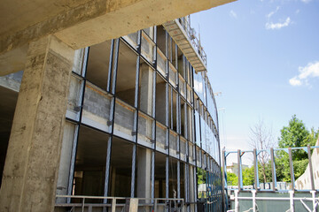modern building with windows. building under construction