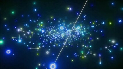 Blue and purple glowing light particles scattering in space. Perfect for sci-fi intros, cosmic backgrounds, or visualization videos. - Powered by Adobe