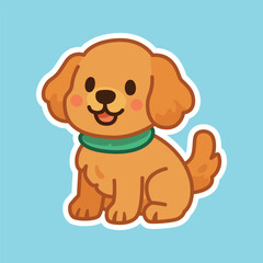 Adorable Brown Puppy Illustration in Flat Pastel Style for Cute Pet Branding