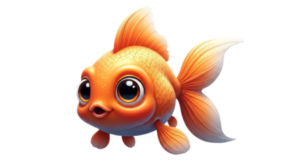 Cartoon Goldfish Illustration Bright Orange Fish with Big Eyes