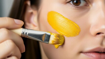 Gold foil mask application highlights shimmer and shine during spa treatment - Powered by Adobe