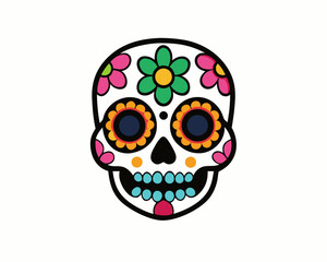 Day of the Dead Sugar Skull Vector Set, Colorful Calavera Icons, Mexican Holiday Decoration 