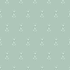 A cute seamless pattern with hand-drawn Christmas trees. Perfect for printing, packaging, wallpaper, children's design, holiday backgrounds, and New Year's greetings.