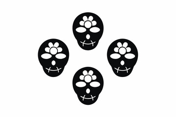 Day of the Dead Mask Icon Pack, Traditional Mexican Festival Mask Designs with Floral Details isolated on white background