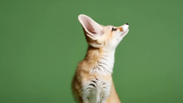 Captivating Fennec Fox: A Whimsical Journey Through Desert Charm on Green Backdrop