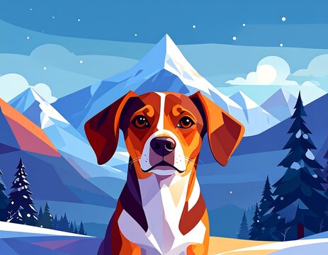 Dog in snowy mountains - Powered by Adobe