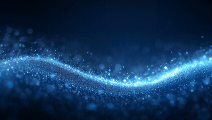 Abstract Blue Glowing Particles Wave on Dark Background