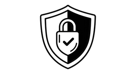Shield and Padlock Icon with Check Mark standard isolated on a transparent background