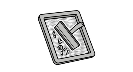 Coffee bean particle size analysis with a professional sieve. Barista tool for sorting and filtering ground coffee. Shaker for uniform grounds. Concept of quality control for brewing.