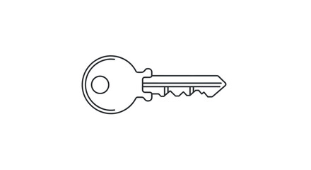 Key vector line art icon. Simple minimalist outline silhouette for security, access, lock and unlock. House key concept for safety, property, privacy, real estate solution.