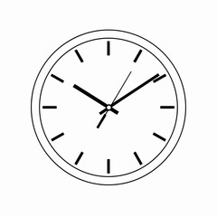 Simple Line Drawing of a Classic Analog Clock Face.
