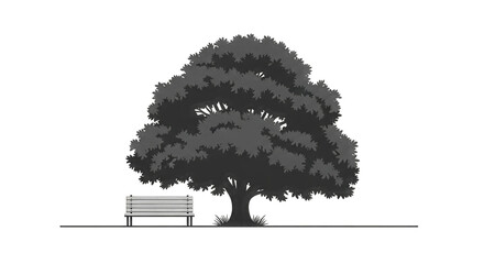 Tree and Bench standard (90 isolated on a transparent background