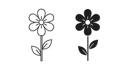 Two Outline Flowers Side by Side bloom plant isolated on a transparent background