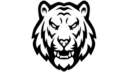 Black and White Tiger Head Logo Vector Illustration