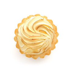 Tasty lemon tartlet on white background