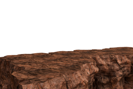 A textured, brown rock face with a rough edge, appearing to jut out from a black void above. The light catches the edge subtly, creating an illusion of depth