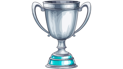 Silver trophy cup illustration isolated on white background symbol of achievement success