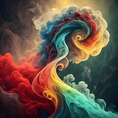 photorealistic colorful smoke