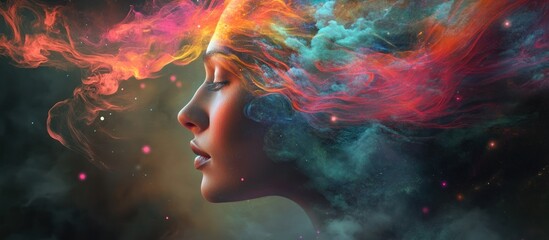 Woman Surrounded by Colorful Smoke