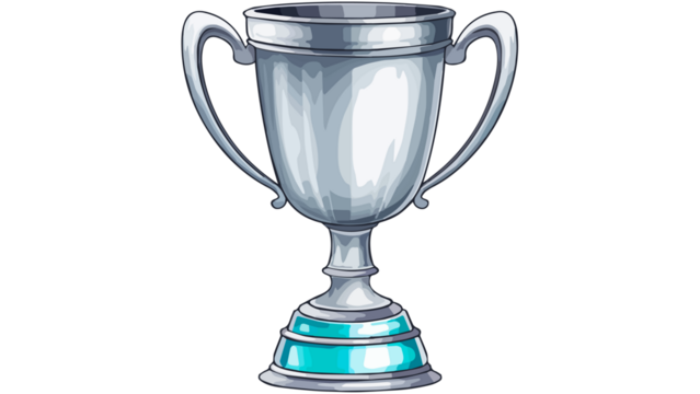 Silver trophy cup illustration isolated on white background symbol of achievement success