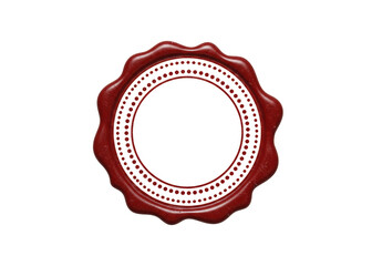 Red Wax Seal with Dotted Circular Frame on Transparent Background