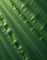 Closeup Lush Green Leaves with Detailed Veins