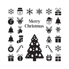 christmas season elements silhouette