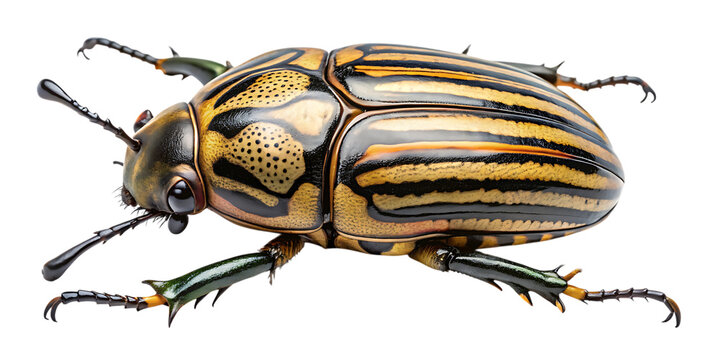 Detailed macro view of a striking goliath beetle showing intricate patterns and textures