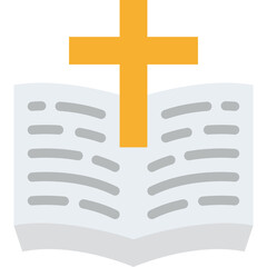 Obraz premium Open Holy Bible With Yellow Cross On Top In Flat Design Style Isolated On White Background With Transparent Background