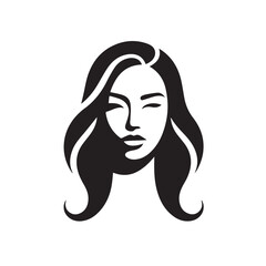 Beautiful female face with long hair Style isolated on white background
