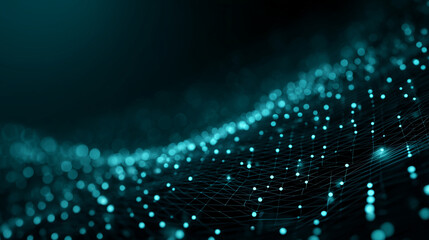 Abstract blue fiber optics background with glowing light spots