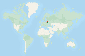 Belarus Highlighted on World Map with National Flag. Belarus Map and Flag.