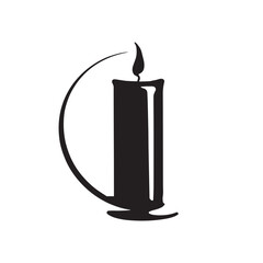 Burning candle with stand logotype design for branding or corporate identity
