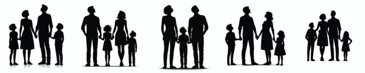 vector silhouette of family looking up