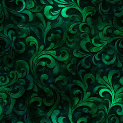 Obraz premium Collection of Luxurious Emerald Green Velvet Textures: Seamless Scroll Pattern, Quilted Upholstery, and Draped Fabric Backgrounds