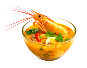 thai tom yum soup prawn transparent background isolated food element