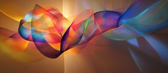 Abstract Art Installation with Colorful Ribbons