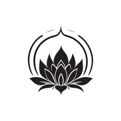 Minimalist water lily or lotus logo icon
