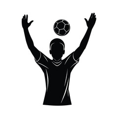 Soccer Player Silhouette Celebrating with Ball football