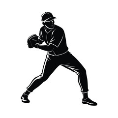 Silhouette of baseball pitcher in throwing pose sport