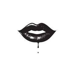 Lip silhouette icon vector
