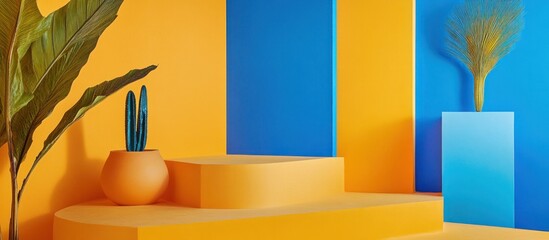 Abstract Yellow Blue Minimalist Background