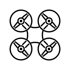 Drone Quadrocopter Icon in top view and bold line