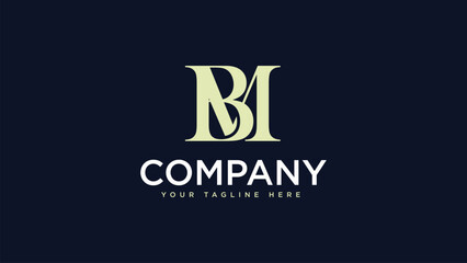 BM or MB letter logo connected concept isolated on dark blue background.