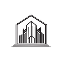 Minimalist Cityscape Icon for Urban and Architecture Branding
