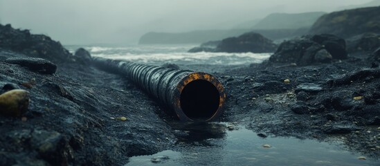 Rusty Pipe on a Stormy Beach