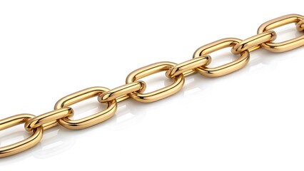 Obraz premium Golden metal chain isolated on white background with reflection 